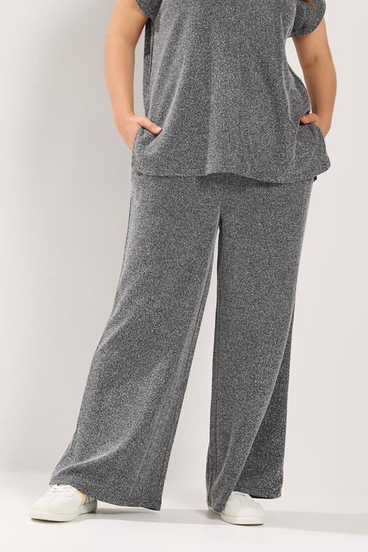 plus size womens grey dress pants YOURS Textured Knit Wide Leg Trousers SPAGHETTI-STRAPS