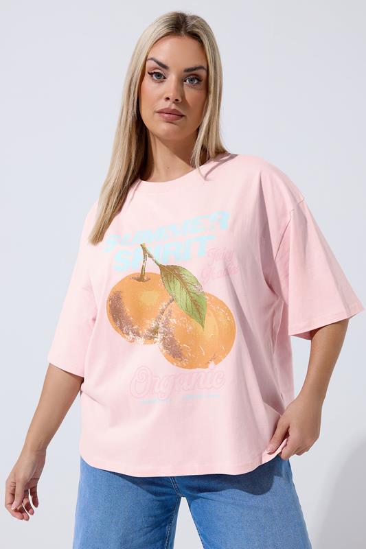 LIMITED COLLECTION Plus Size Pink 'Summer Spirit' Slogan T-Shirt | Yours Clothing 1