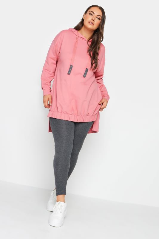 YOURS Plus Size Pink Embellished Tie Hoodie | Yours Clothing 2