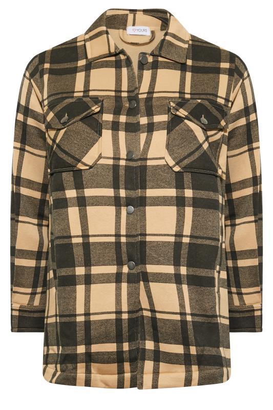 Curve Plus Size Beige Check Shacket  | Yours Clothing 6