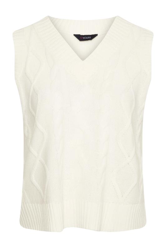 Plus Size White Cable Knit Sweater Vest Top | Yours Clothing 6
