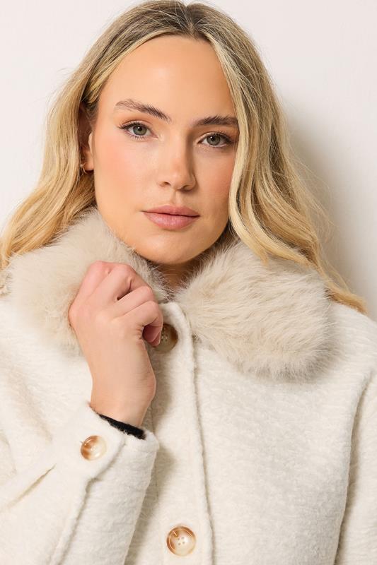 LTS Tall Women's Ivory White Faux Fur Coat | Long Tall Sally 5