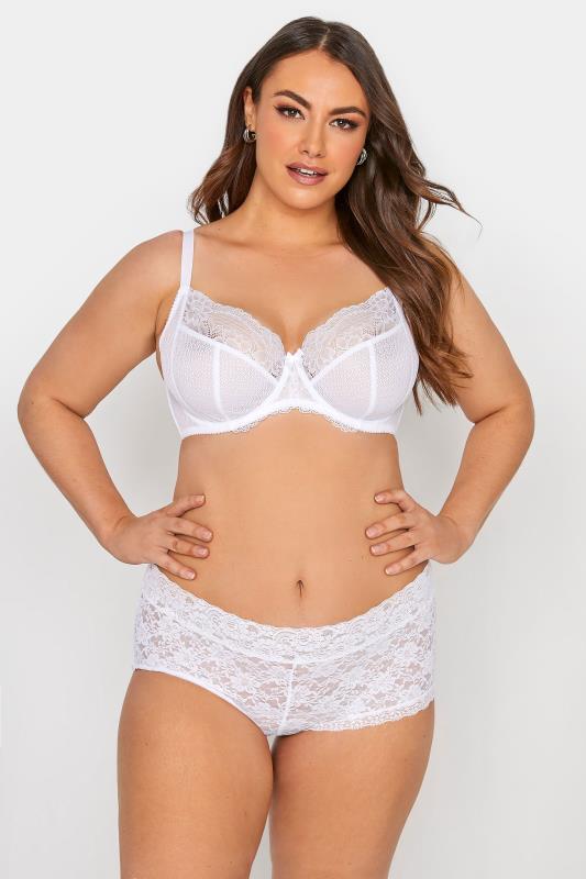 White Lace & Mesh Non-Padded Underwired Balcony Bra 2
