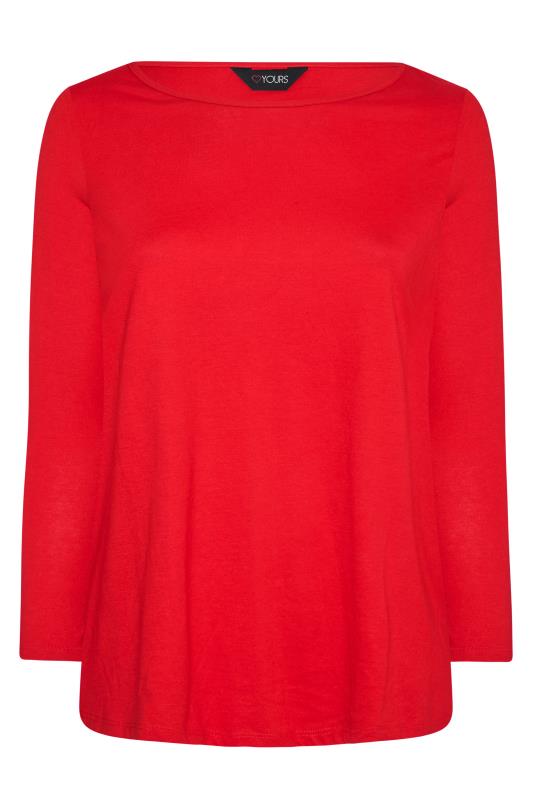 Curve Bright Red Long Sleeve Basic T-Shirt 6