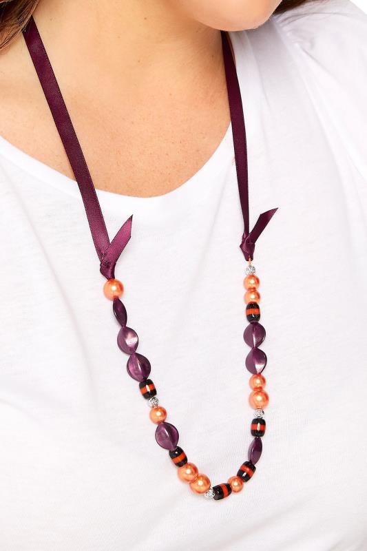 Plus Size  Yours Purple Beaded Necklace