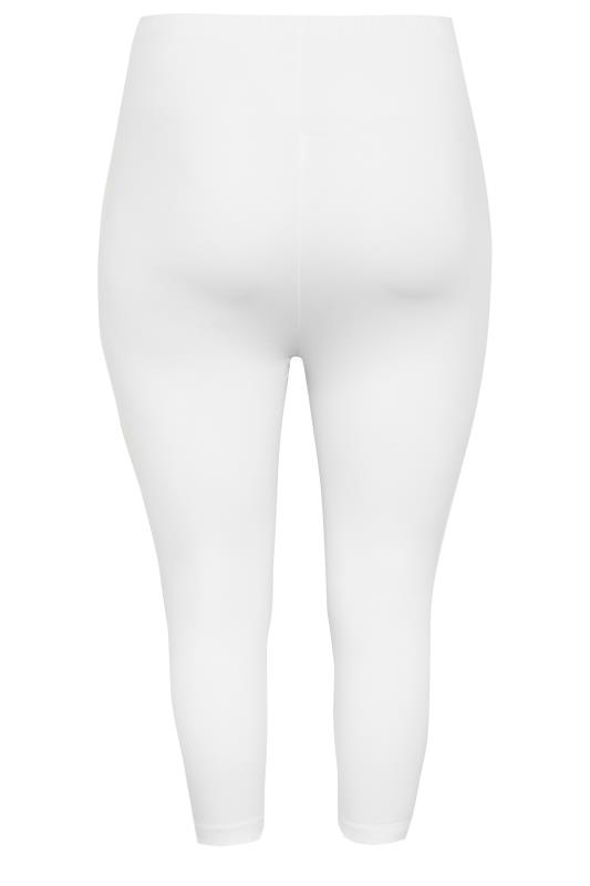 YOURS Curve Plus Size White Cropped Leggings | Yours Clothing  5