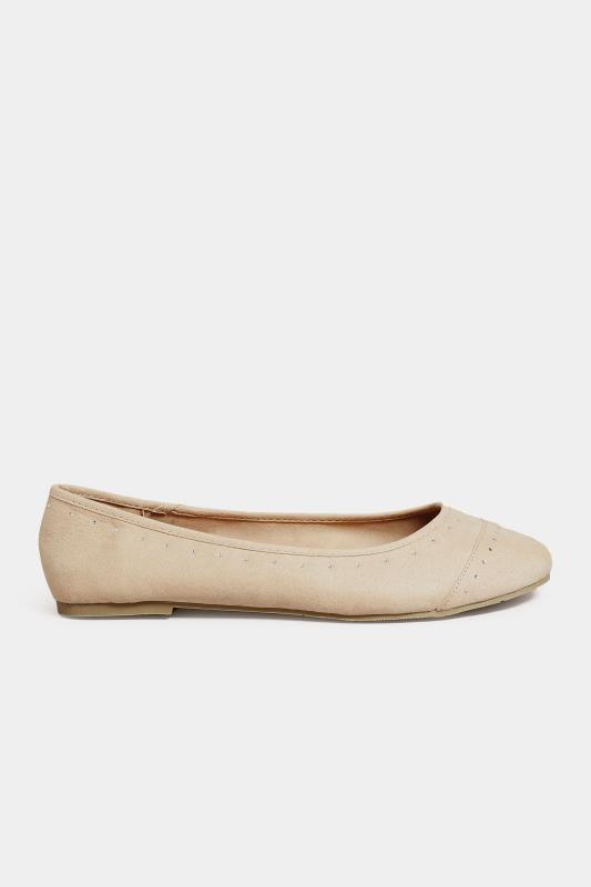 Nude Diamante Ballet Shoes In Wide E Fit & Extra Wide EEE Fit | Yours Clothing 3