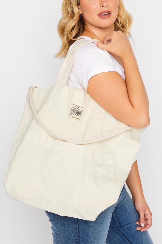  Yours White Denim Shopper Bag