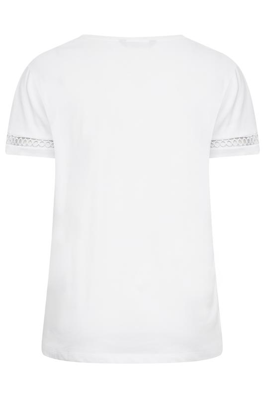 LIMITED COLLECTION Plus Size Curve White Crochet Trim T-Shirt | Yours Clothing  7