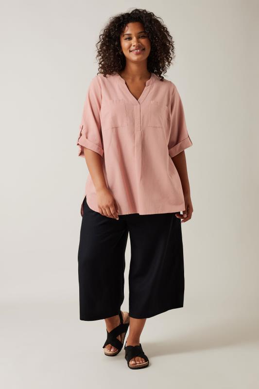 EVANS Plus Size Blush Pink Linen Utility Top | Evans  2