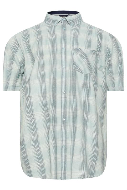 KAM Big & Tall Mint Green Short Sleeve Check Shirt | BadRhino 2
