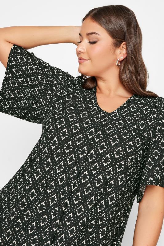 YOURS Plus Size Black Abstract Print Pleated Top | Yours Clothing 4
