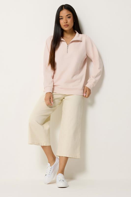 M&Co Petite Pink Quarter Zip Sweatshirt | M&Co 1
