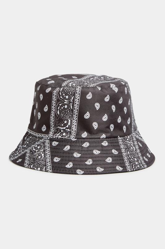 Black Paisley Print Reversible Bucket Hat 1