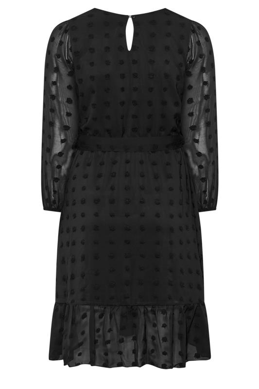 Plus Size YOURS LONDON Black Dobby Puff Sleeve Dress | Yours Clothing 7