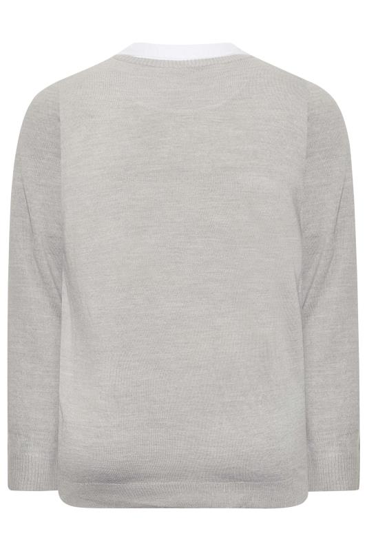 BadRhino Light Grey & White Essential Mock Shirt Jumper | BadRhino 2
