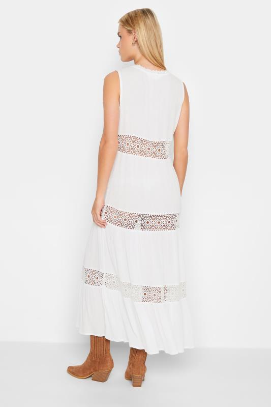 Petite White Crochet Trim Maxi Dress | PixieGirl 3