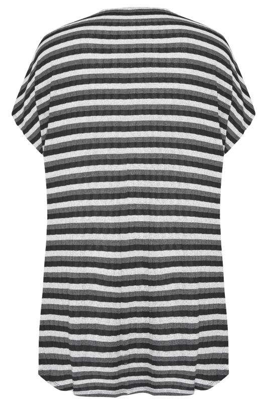 Curve Grey Stripe Short Sleeve Cardigan_BK.jpg