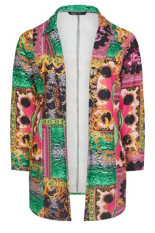 LIMITED COLLECTION Plus Size Pink & Green Tile Print Blazer | Yours Clothing 5