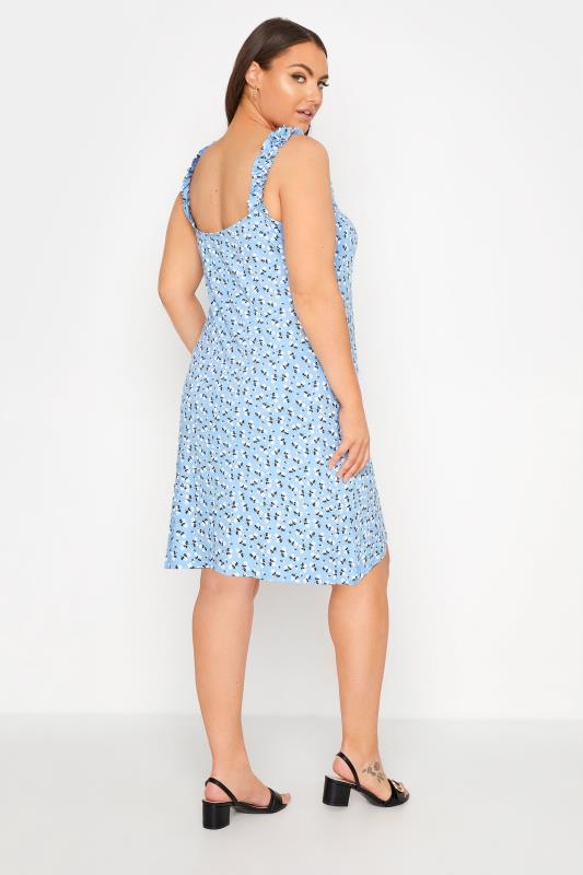 LIMITED COLLECTION Curve Blue Floral Strappy Frill Dress 3