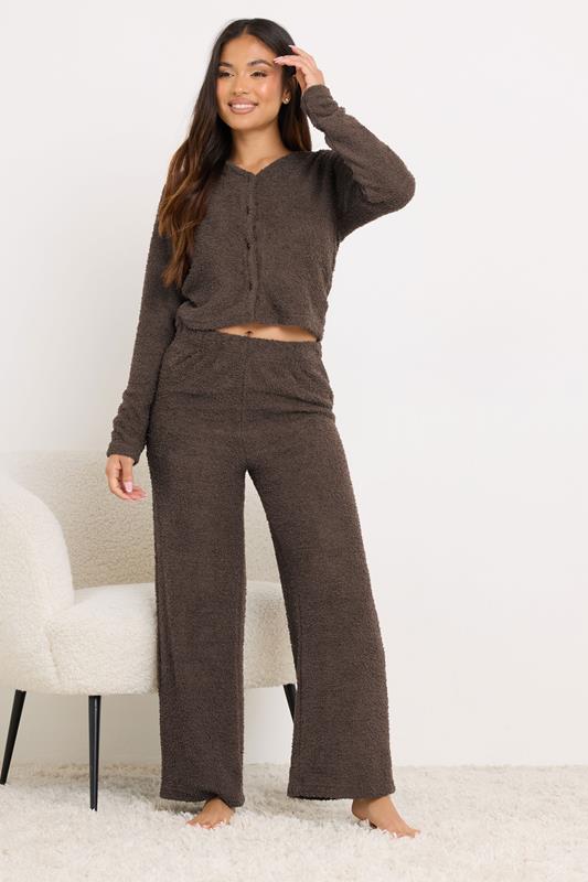 PixieGirl Petite Women's Chocolate Brown Chenille Wide Leg Trousers | PixieGirl 1