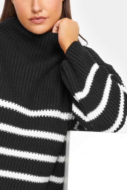 YOURS LUXURY Plus Size Black Stripe High Neck Jumper | Yours Clothing 5