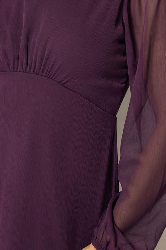 M&Co Petite Berry Purple Long Sleeve Chiffon Dress | M&Co 4