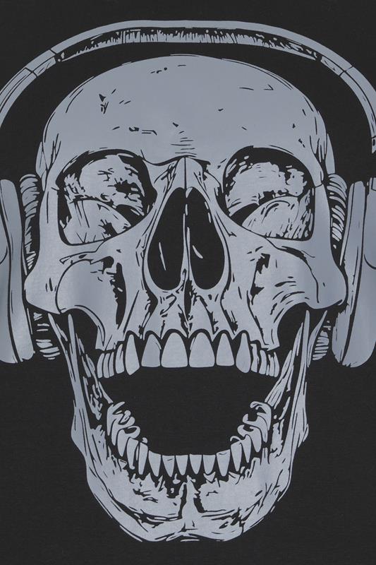 BadRhino Big & Tall Black Extra Long Skull Headphones Graphic T-Shirt | BadRhino 7