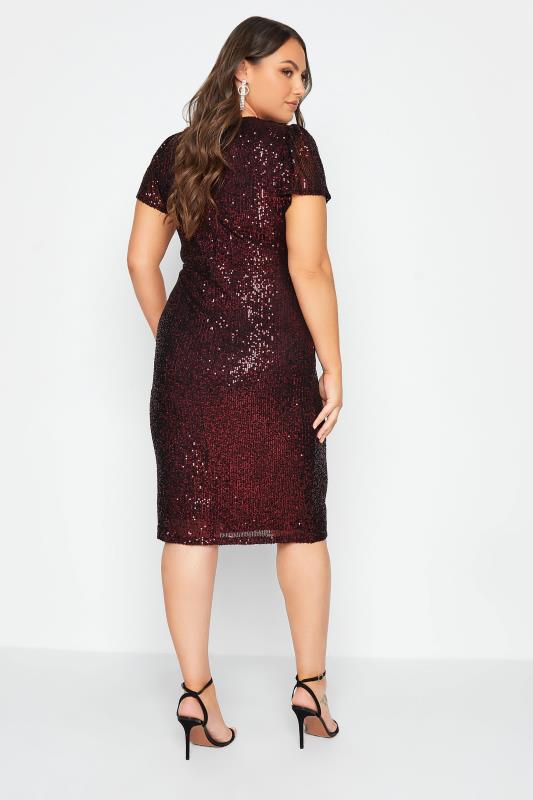 YOURS LONDON Red Sequin Wrap Shift Dress | Yours Clothing 3