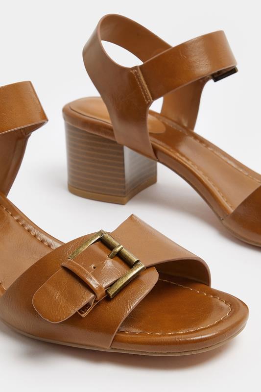 LTS Brown Buckle Block Heel In Standard Fit | Long Tall Sally 6