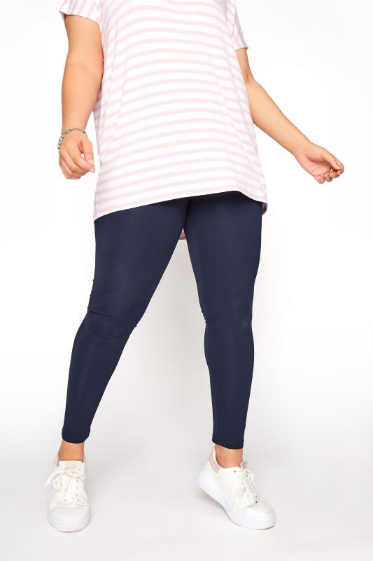 YOURS FOR GOOD Curve Navy Blue Viscose Leggings 2
