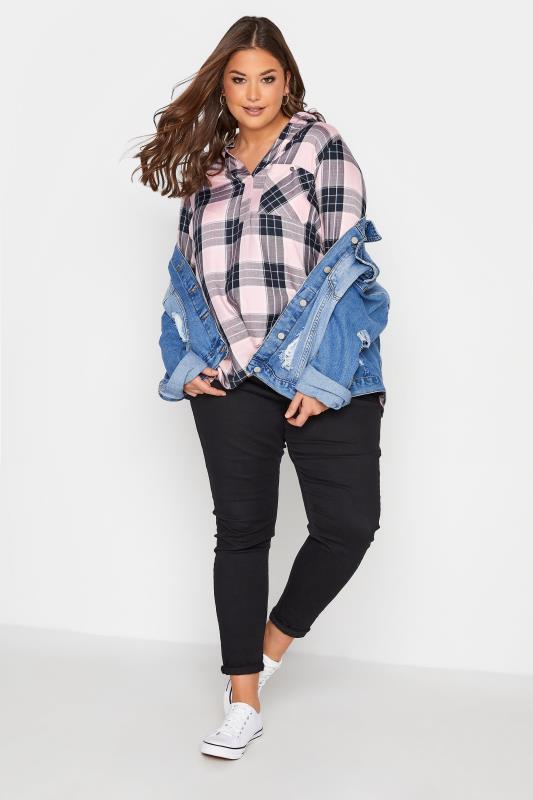 Plus Size Pink Overhead Check Shirt | Yours Clothing 2