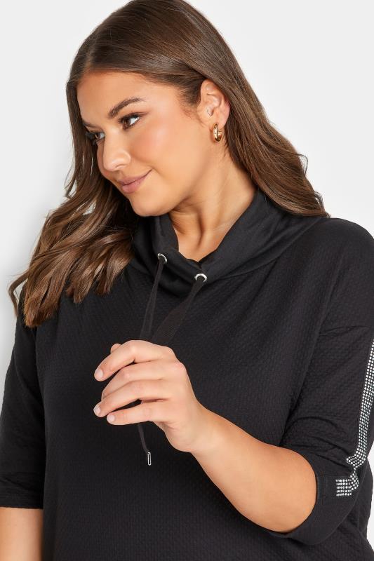 Plus Size Black Stud Sleeve Sweatshirt | Yours Clothing 4