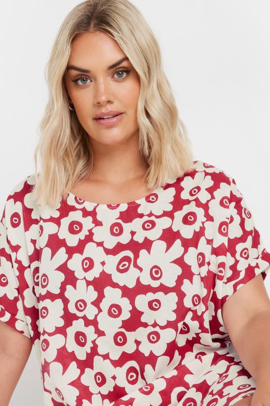 YOURS Plus Size Red Floral Print Tunic Dress | Yours Clothing 4
