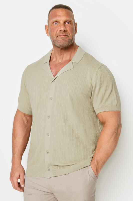  Grande Taille JACK & JONES Big & Tall Natural Beige Structured Knit Polo Shirt