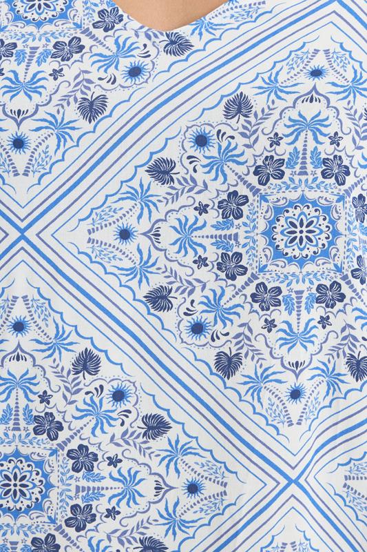 YOURS Plus Size Blue Tile Print Throw On Maxi Dress | Yours Clothing 6