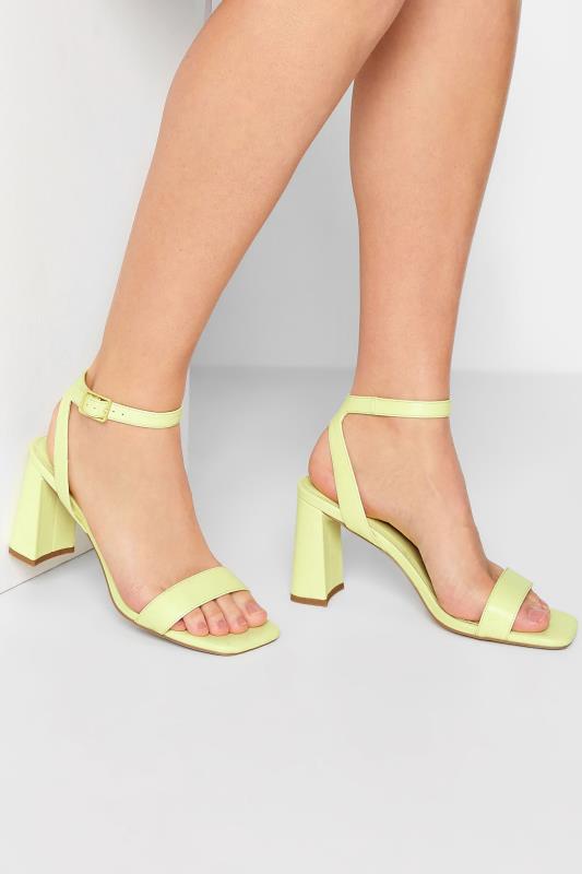 Tall  LTS Lemon Yellow Block Heel Sandal In Standard Fit
