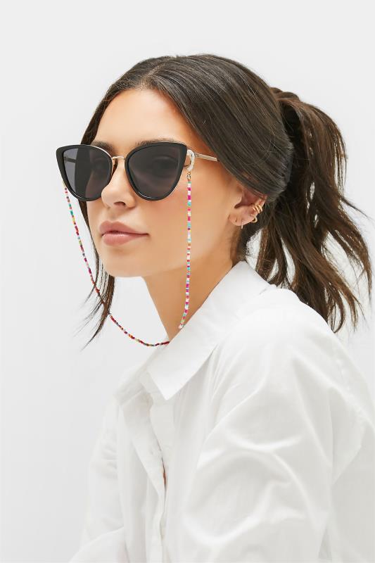 White Multicolour Beaded Sunglasses Chain 2
