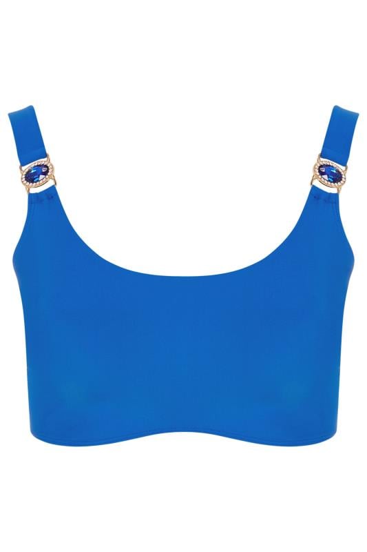 YOURS Plus Size Blue Jewel Strap Bikini Top | Yours Clothing 9