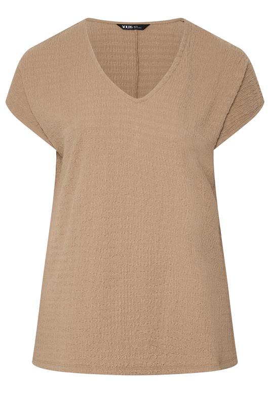  YOURS Curve Natural Beige Textured T-Shirt