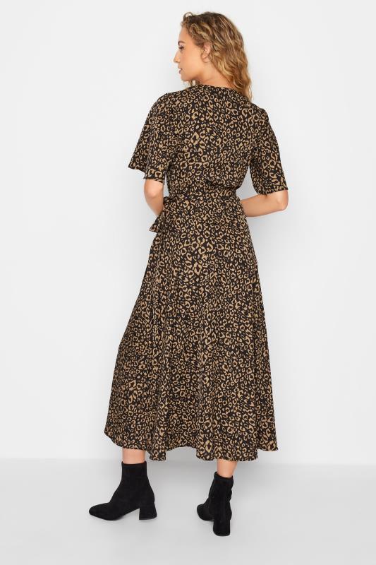 LTS Tall Black Leopard Print Midaxi Wrap Dress 3