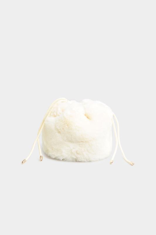  Cream Faux Fur Bucket Bag