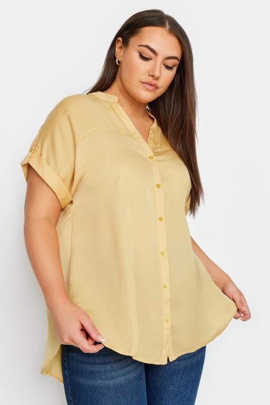 Plus Size  YOURS Curve Yellow Button Through Shirt