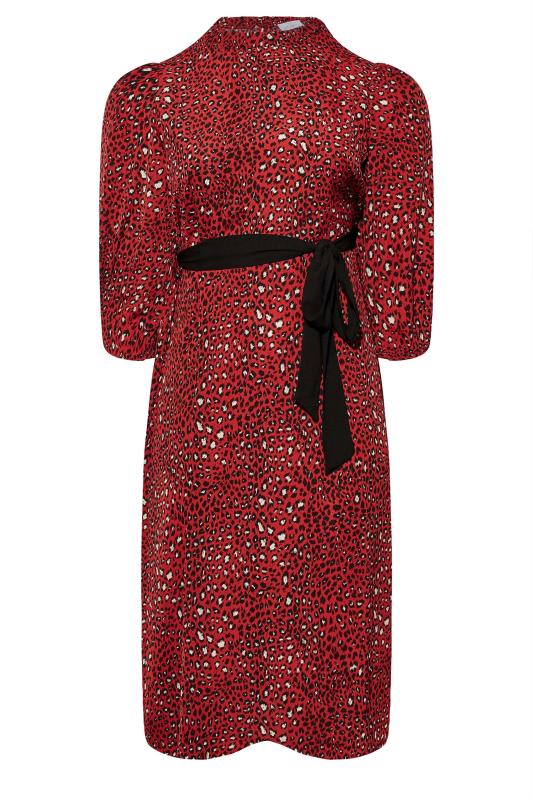 YOURS LONDON Plus Size Red Animal Print Ruffle Neck Dress | Yours Clothing 6