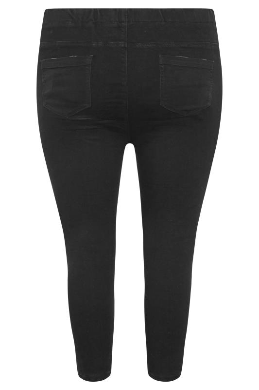 Black Extreme Ripped Cropped JENNY Jeggings | Yours Clothing 5
