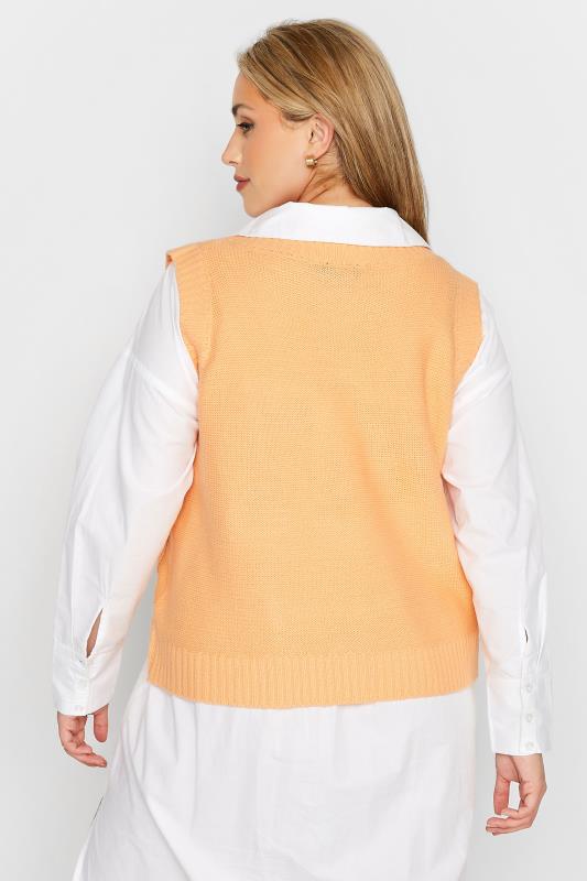 Curve Bright Orange Cable Knit Sweater Vest Top 3