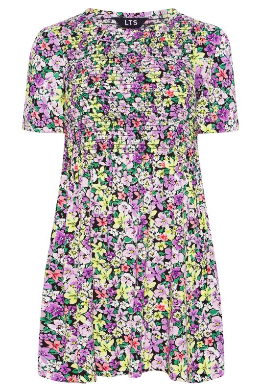LTS Tall Women's Purple Floral Print Shirred Top | Long Tall Sally  6