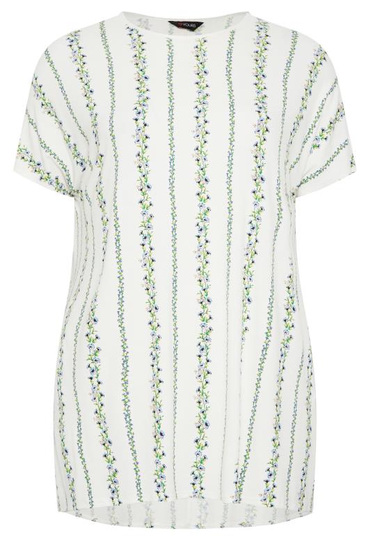 YOURS Plus Size White Floral Round Neck Top | Yours Clothing 6