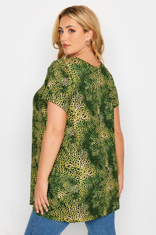 Plus Size Green Animal Print Cut Out Top | Yours Clothing  3