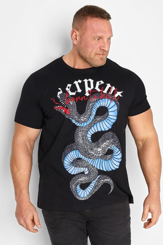 BadRhino Big & Tall Black 'Serpent' Snake Print T-Shirt | BadRhino 1